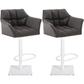 2er Set Barhocker Damaso Stoff weiß - titangrau