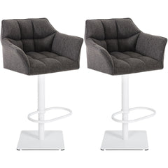 2er Set Barhocker Damaso Stoff weiß - titangrau