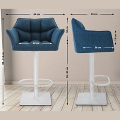2er Set Barhocker Damaso Stoff weiß - blau
