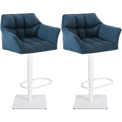 2er Set Barhocker Damaso Stoff weiß - blau