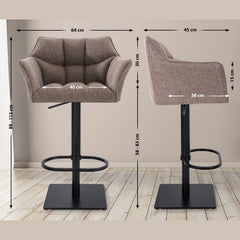 2er Set Barhocker Damaso Stoff schwarz - terrabraun