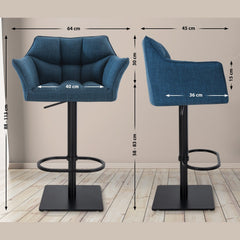 2er Set Barhocker Damaso Stoff schwarz - blau