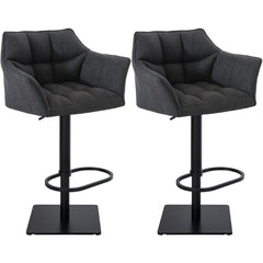 2er Set Barhocker Damaso Stoff schwarz - dunkelgrau