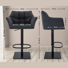 2er Set Barhocker Damaso Stoff schwarz - dunkelgrau