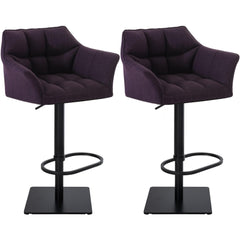 2er Set Barhocker Damaso Stoff schwarz - lila