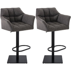2er Set Barhocker Damaso Stoff schwarz - titangrau