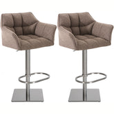 2er Set Barhocker Damaso Stoff edelstahl - terrabraun