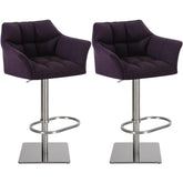 2er Set Barhocker Damaso Stoff edelstahl - lila