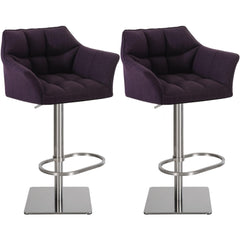 2er Set Barhocker Damaso Stoff edelstahl - lila