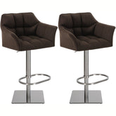 2er Set Barhocker Damaso Stoff edelstahl - braun
