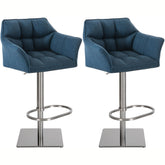 2er Set Barhocker Damaso Stoff edelstahl - blau
