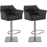2er Set Barhocker Damaso Stoff edelstahl - dunkelgrau