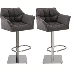 2er Set Barhocker Damaso Stoff edelstahl - titangrau