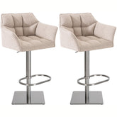 2er Set Barhocker Damaso Stoff edelstahl - elfenbein