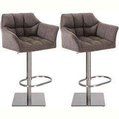 2er Set Barhocker Damaso Stoff edelstahl - grau