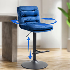 Barhocker Damar Samt schwarz - blau