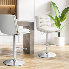 Barhocker Damar Samt chrom - creme