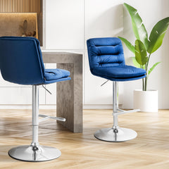 Barhocker Damar Samt chrom - blau