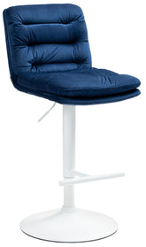 Barhocker Damar Samt wei� - blau