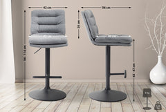 Barhocker Damar Stoff schwarz - grau