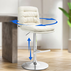 Barhocker Damar Stoff chrom - creme