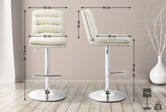 Barhocker Damar Stoff chrom - creme