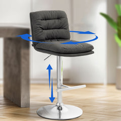 Barhocker Damar Stoff chrom - dunkelgrau