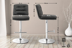 Barhocker Damar Stoff chrom - dunkelgrau