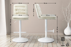 Barhocker Damar Stoff wei� - creme