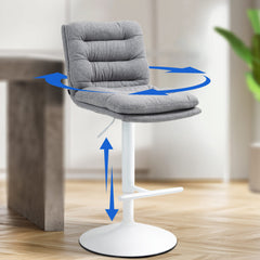 Barhocker Damar Stoff wei� - grau