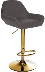 Barhocker Braga Gold Stoff - dunkelgrau