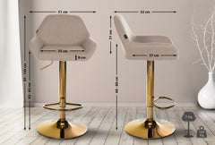 Barhocker Braga Gold Stoff - taupe