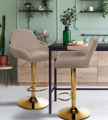 Barhocker Braga Gold Stoff - taupe