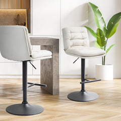 2er Set Barhocker Damar Samt schwarz - creme