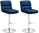 2er Set Barhocker Damar Samt chrom - blau