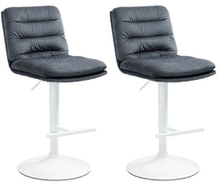 2er Set Barhocker Damar Samt wei� - dunkelgrau