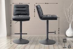 2er Set Barhocker Damar Kunstleder schwarz - schwarz