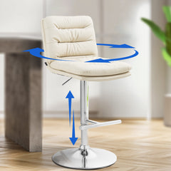 2er Set Barhocker Damar Kunstleder chrom - creme
