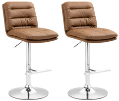 2er Set Barhocker Damar Kunstleder chrom - hellbraun