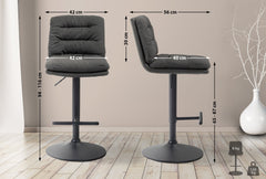 2er Set Barhocker Damar Stoff schwarz - dunkelgrau