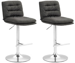 2er Set Barhocker Damar Stoff chrom - dunkelgrau
