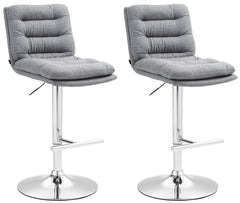 2er Set Barhocker Damar Stoff chrom - grau