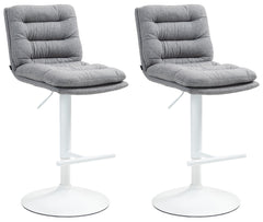 2er Set Barhocker Damar Stoff wei� - grau