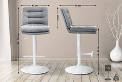 2er Set Barhocker Damar Stoff wei� - grau