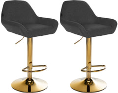 2er Set Barhocker Braga Gold Stoff - schwarz