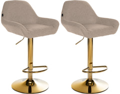 2er Set Barhocker Braga Gold Stoff - taupe