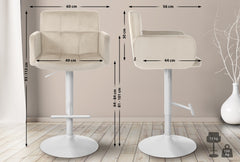 Barhocker Los Angeles Samt wei� - creme