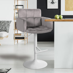 Barhocker Los Angeles Samt wei� - grau