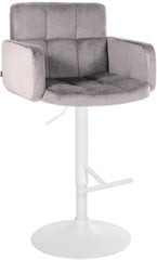 Barhocker Los Angeles Samt wei� - grau