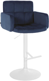 Barhocker Los Angeles Samt wei� - blau
